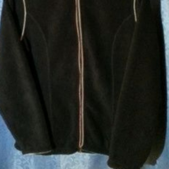 Izod black fleece zip-up jacket mint coral piping - Picture 6 of 6